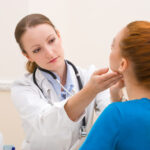 doctor endocrinologist testing woman patient at office
